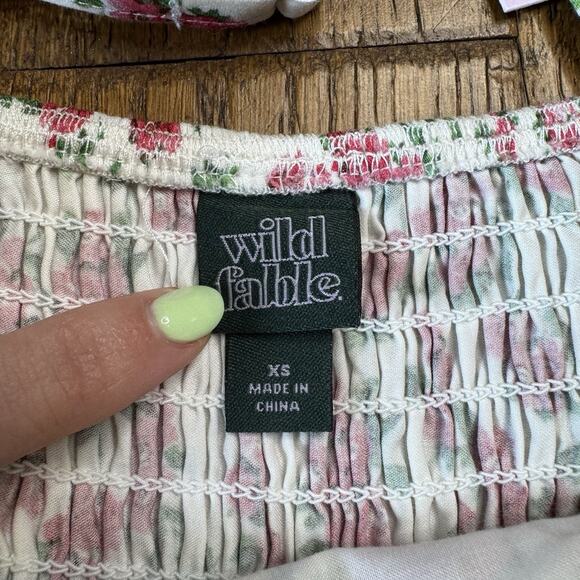 NWT Wild Fable Button-Front Tiered Romper White Floral Women's Sz XS - Picture 5 of 7